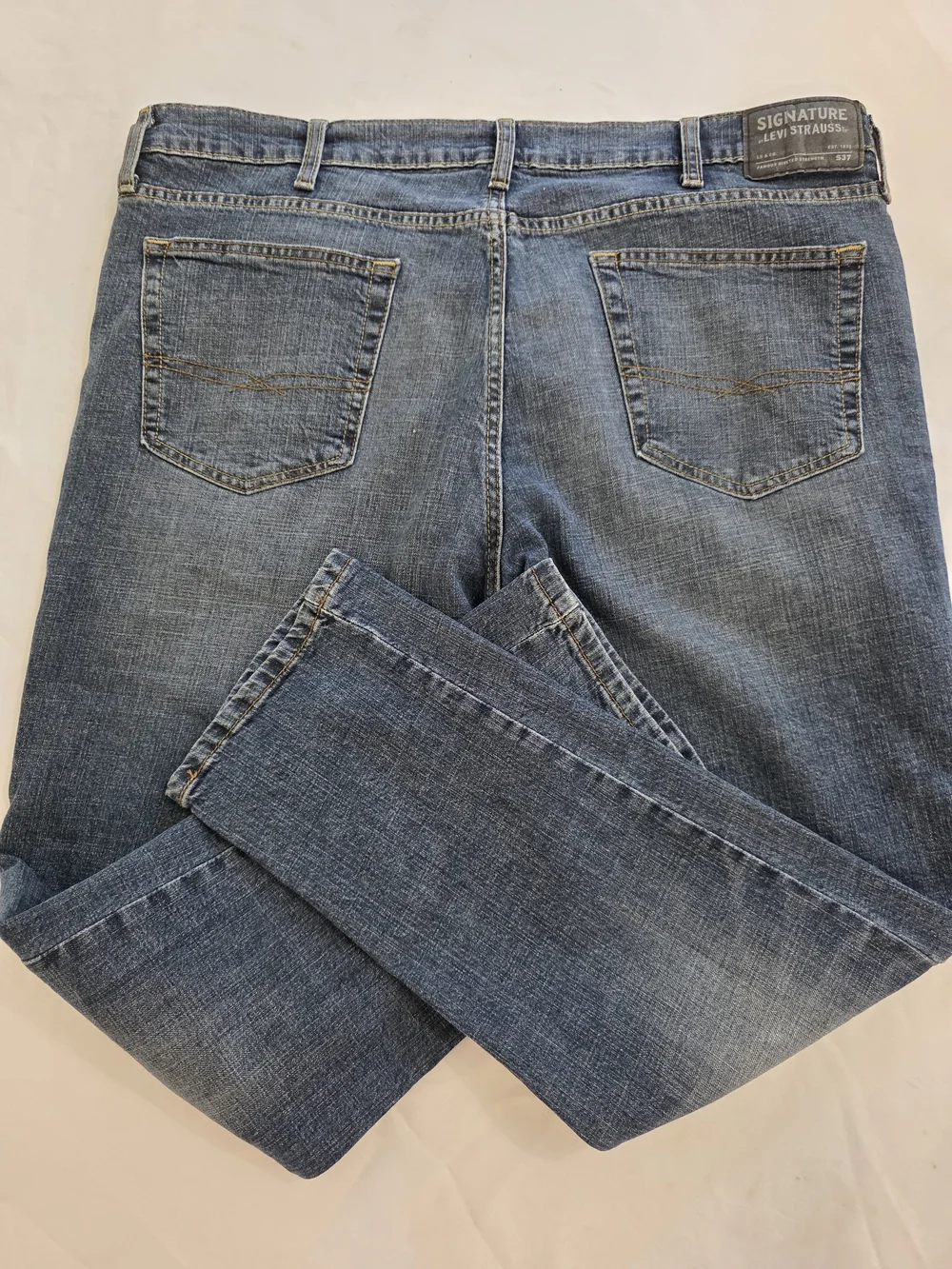 Signature By Levi Denims Slim Straight Fit Blue Stone Wash Jeans Men W40 L30
